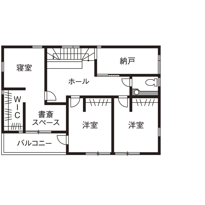 助川工務店 【2000万円台|40坪|間取り|土間玄関】青空に映える真っ白な外観がお洒落。光と風を優しく取り込む木の家の間取り図（4LDK）2階