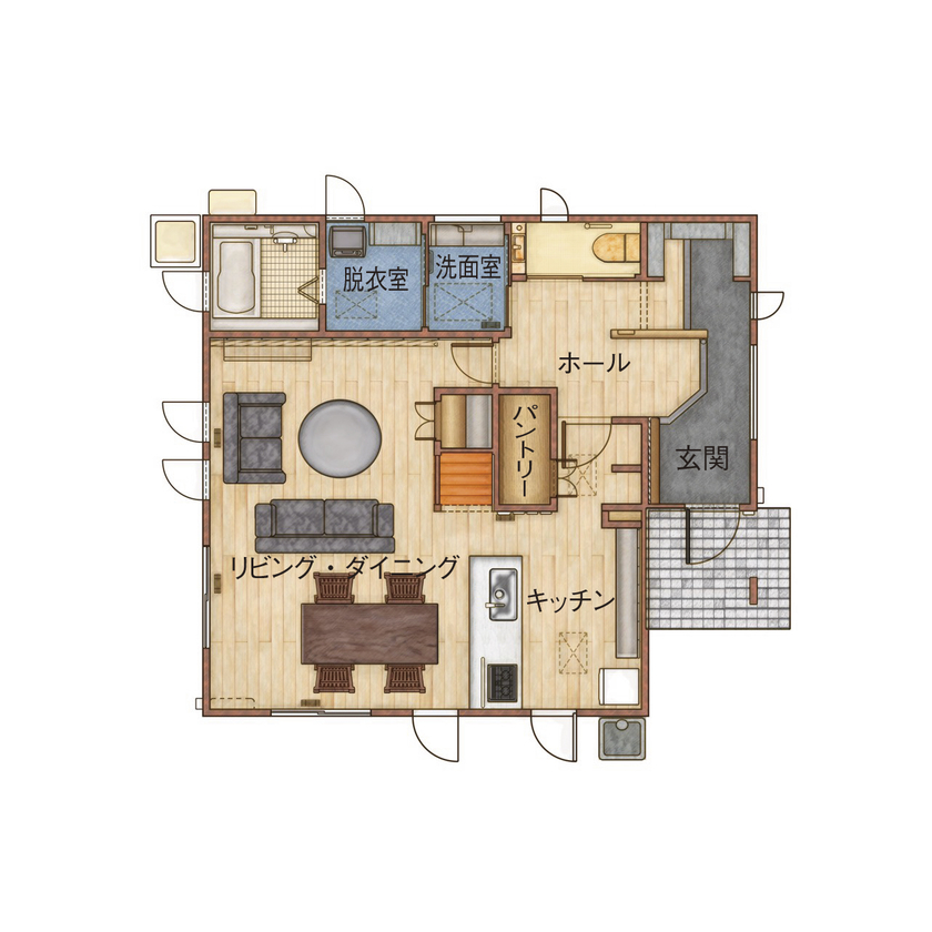 スモリの家 家づくりへの思いが確かな性能と心地よい室内環境を実現の間取り図（3LDK）1階