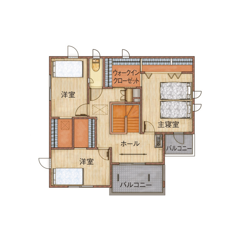 スモリの家 家づくりへの思いが確かな性能と心地よい室内環境を実現の間取り図（3LDK）2階