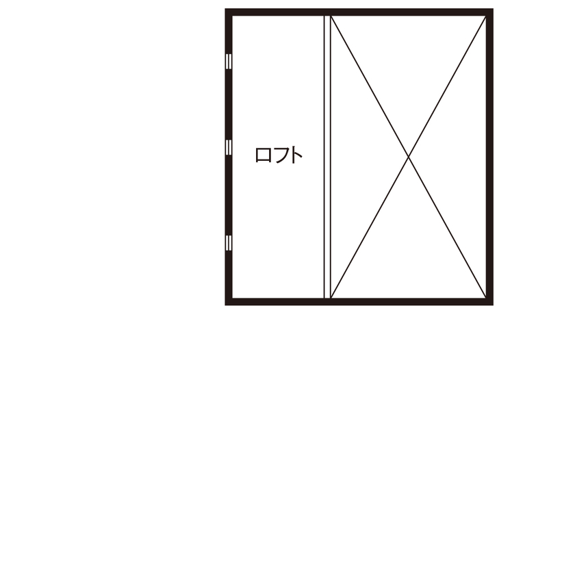 マルマインハウス 【生駒郡平群町／2500～3000万円】家族８人がのびのび暮らす。床と天井に高低差をつけた立体的空間設計の間取り図（４LDK＋ロフト）ロフト