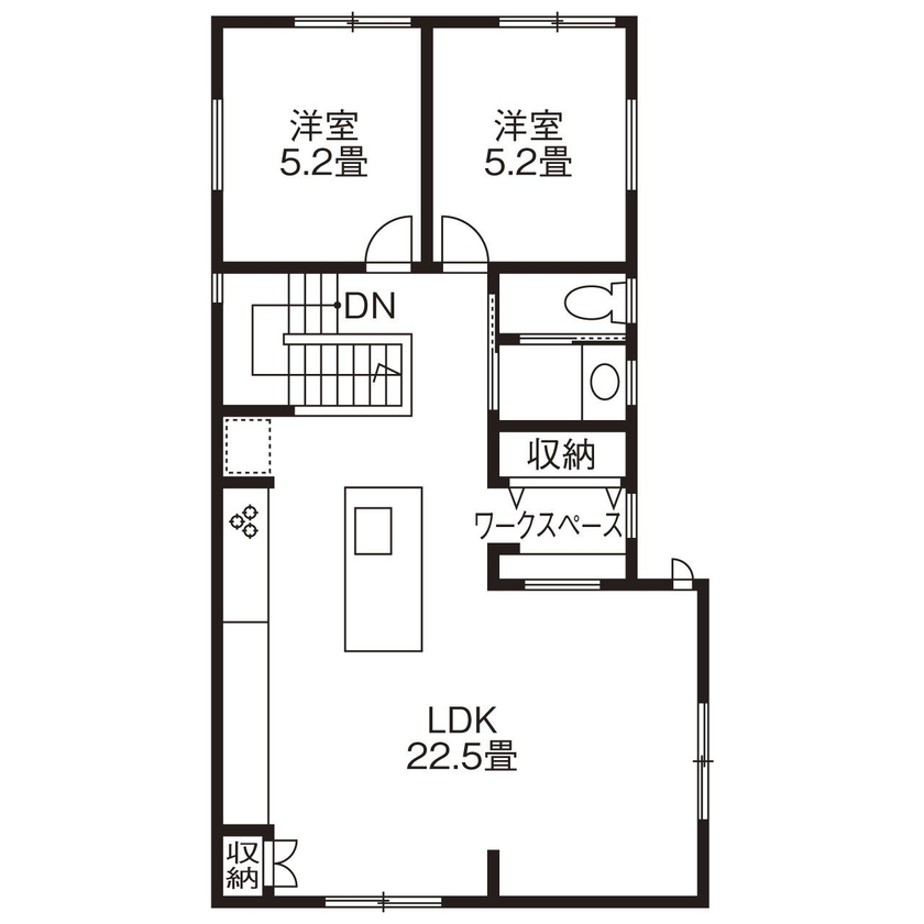 マルマインハウス 【奈良市/3000万円台/間取り有】ビルトインガレージも広々リビングも実現。家族みんなの理想を叶えた家の間取り図（3LDK+車庫+ランドリー）２階
