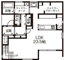 マルマインハウス 【葛城市/性能充実/共働き世帯】強さと快適さを兼ね備えた、安心の高性能住宅の間取り図（3LDK＋ランドリ-+FMCL）1階