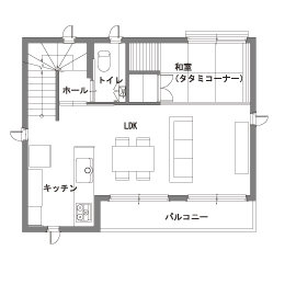 トヨタホーム 20坪の狭小地に自然を取り込み、光と風、開放感を感じる住まいにの間取り図null2階
