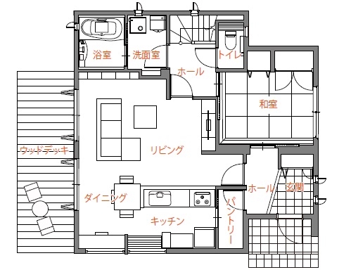 トヨタホーム 家族の｢つながり｣を感じられる家の間取り図null1階