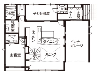 トヨタホーム 【平屋実例】柱のない開放的な大空間LDKを実現の間取り図null1階