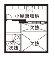 トヨタホーム 【平屋実例】柱のない開放的な大空間LDKを実現の間取り図null小屋裏