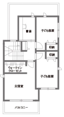 トヨタホーム 【30坪以下】収納アイデア満載！片づけやすく、ひろびろ＆すっきりリビングの間取り図null2階
