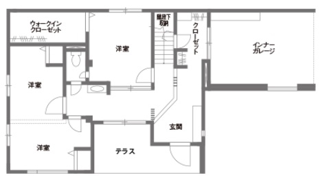 トヨタホーム 大きな開口で光あふれる開放的なリビングが家族のメインステージの間取り図null1階