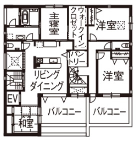 トヨタホーム 【３階建て実例】親・子・孫の3世代が快適に暮らすゆとりを持った都市の家の間取り図null3階