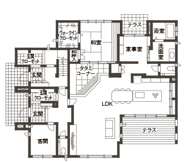 トヨタホーム 子育ても仕事も相互に助け合える、二人三脚の二世帯ライフを叶えた住まいの間取り図null1階