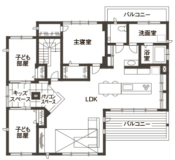 トヨタホーム 子育ても仕事も相互に助け合える、二人三脚の二世帯ライフを叶えた住まいの間取り図null2階