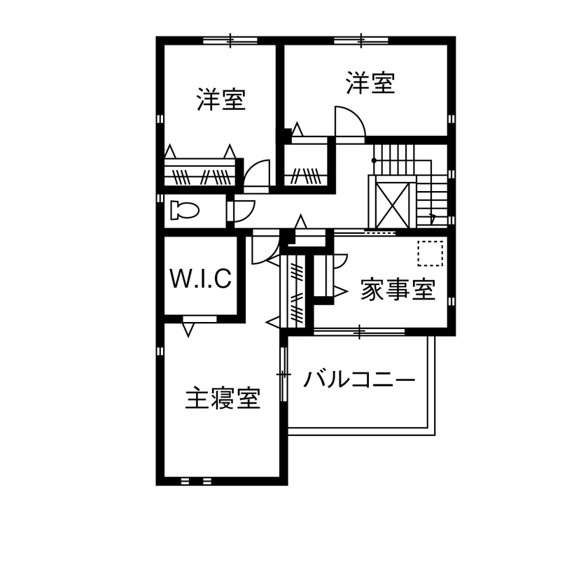 トヨタホーム 【45坪以下/収納充/間取り図あり】実家事室や趣味のスペースも。快適・家事ラクな住まいの間取り図（4LDK）２階