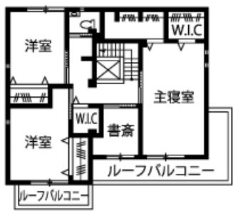 トヨタホーム 外とつながる34帖の広々LDK。生活動線を考えた収納計画で常に美しい住まいの間取り図（3LDK）２階