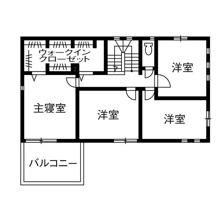 トヨタホーム 【50坪以下/全館空調/太陽光発電】ZEHを採用し「冬暖かく夏涼しく」。収納の工夫ですっきり大空間の家にの間取り図（4LDK）2階