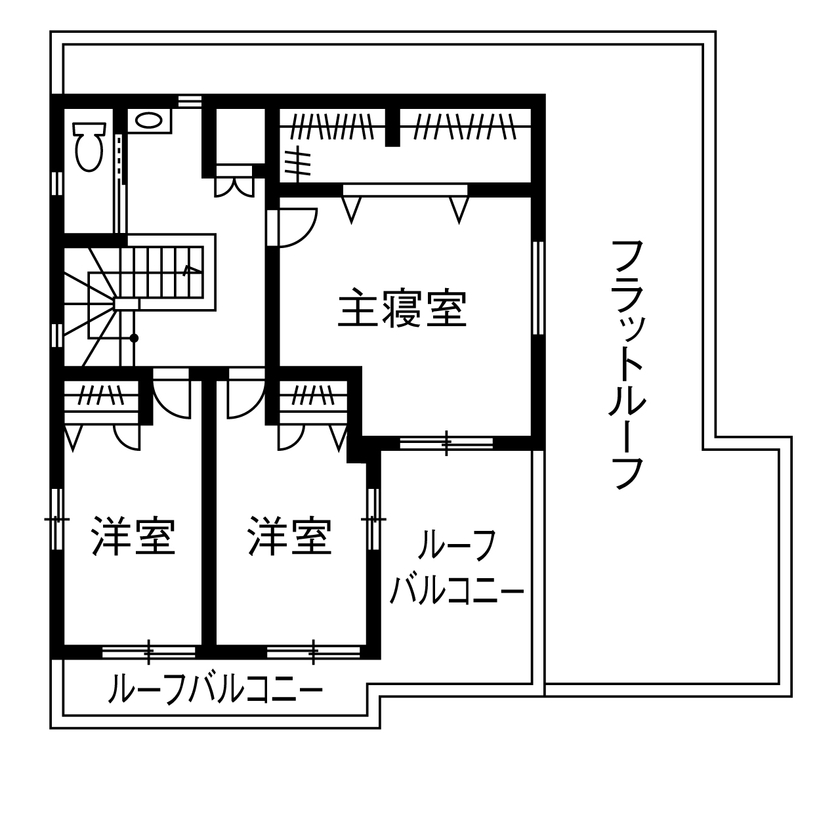 トヨタホーム 【50坪以下/全館空調/家事ラク】主役は愛車を魅せるインナーガレージ。美しい佇まいの中に快適満載の住まいの間取り図（4LDK）2階