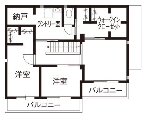 トヨタホーム 全館空調「スマート・エアーズ」で家族みんなが快適。大空間LDKのある二世帯住宅の間取り図（5K以上）2階