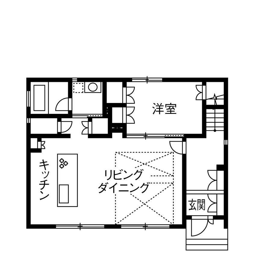 トヨタホーム 【40坪以下/全館空調/耐震・免震・制震】構造と全館空調が決め手。大きな吹抜けリビングに家族が集う日々の間取り図（4LDK）1階