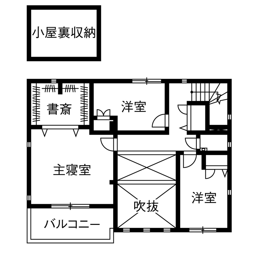 トヨタホーム 【40坪以下/全館空調/耐震・免震・制震】構造と全館空調が決め手。大きな吹抜けリビングに家族が集う日々の間取り図（4LDK）2階