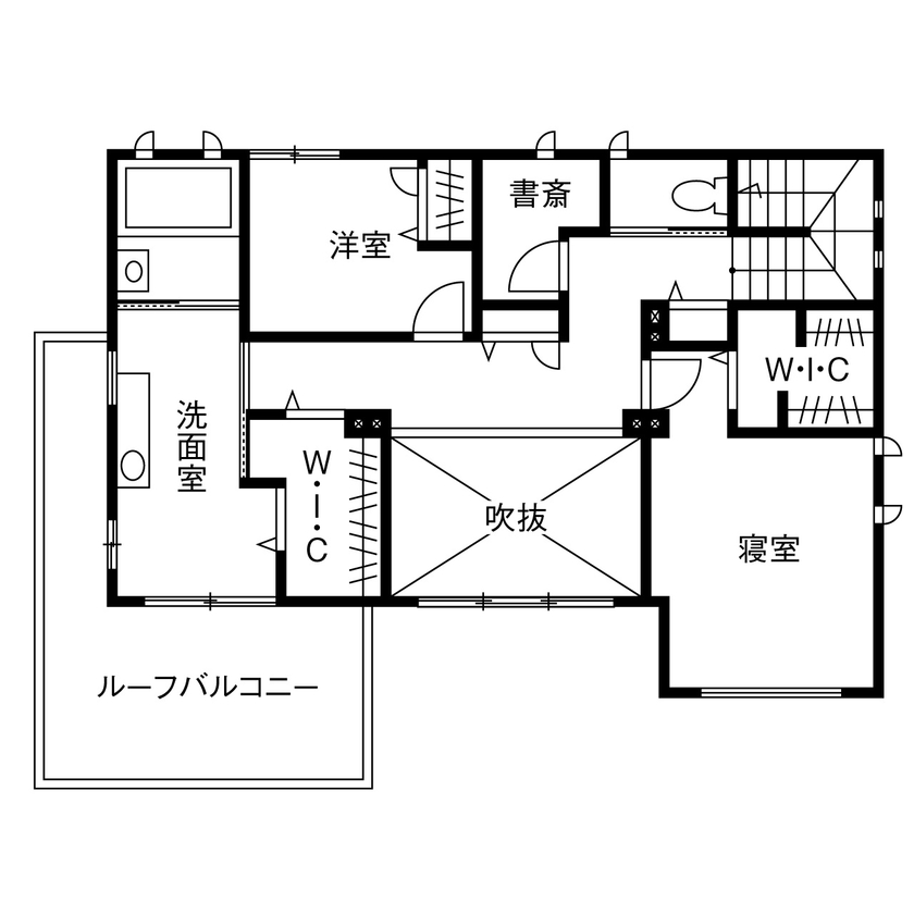 トヨタホーム 【50坪以下/間取り図あり/全館空調】洗練デザインと動線美。吹抜け空間を全館空調で快適にの間取り図（4LDK）2階
