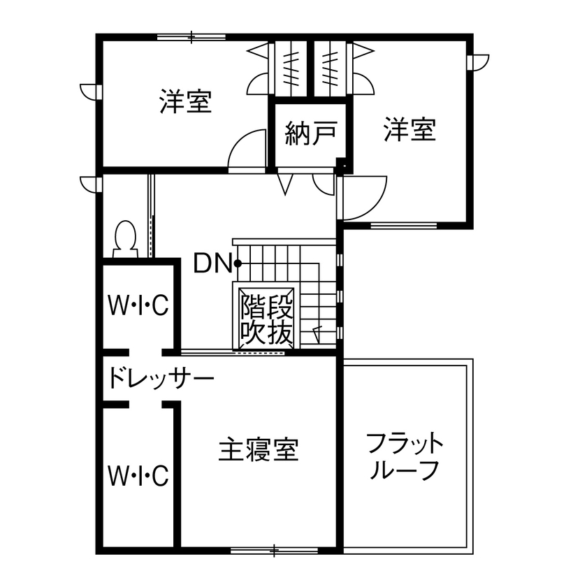 トヨタホーム 【40坪以下/全館空調】スタイリッシュモダンで統一した空間に、たっぷりの採光と間接照明で温もりをプラスの間取り図（3LDK）2階