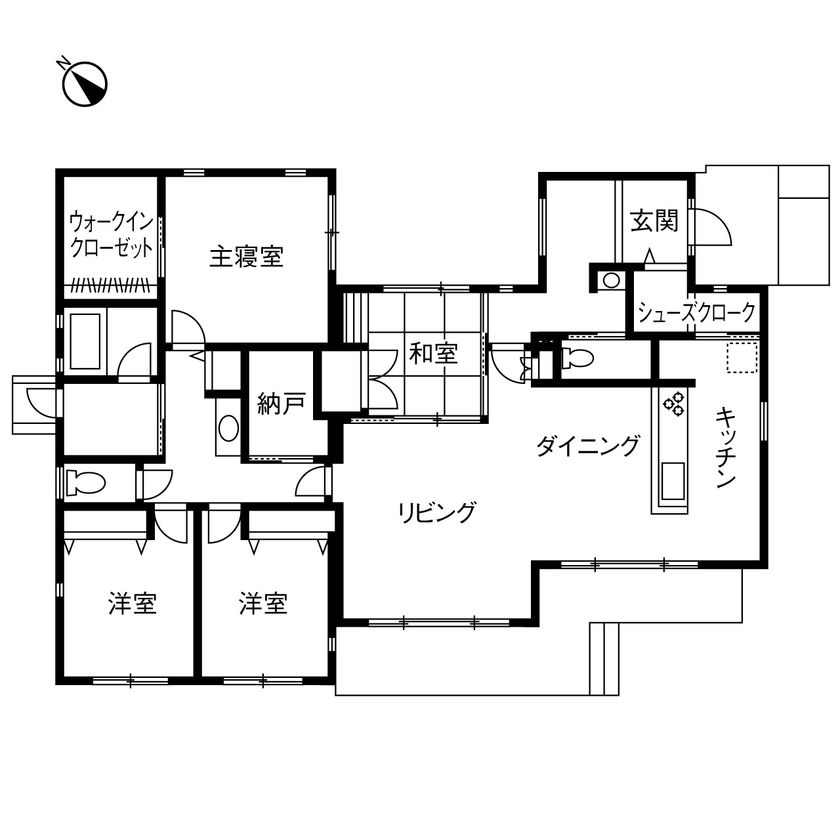 トヨタホーム 【45坪以下/間取り図あり/家事ラク】大切な人たちとの時間を大切にする、木の香りに満ちた“和”の住まいの間取り図（4LDK）1階