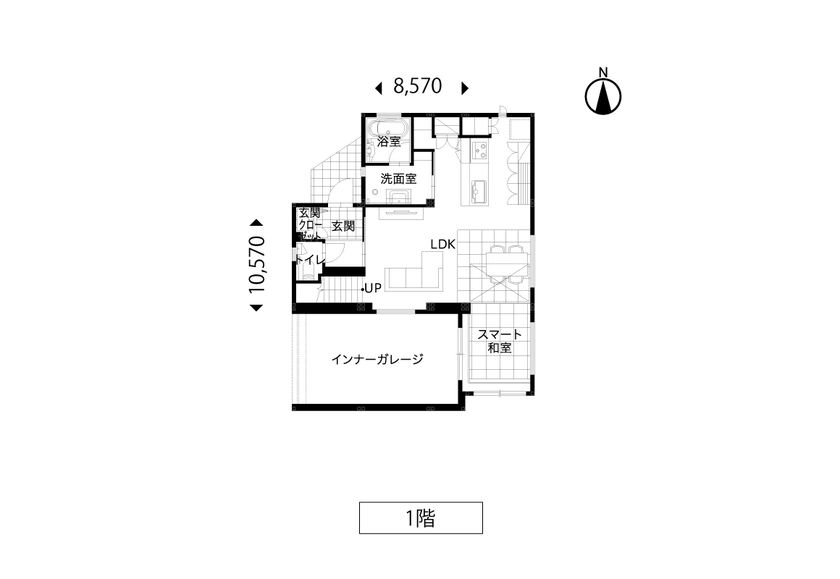 トヨタホーム 理想を詰め込んだ、夫婦のセンスが光るスタイリッシュな住まいの間取り図（5LDK）1階