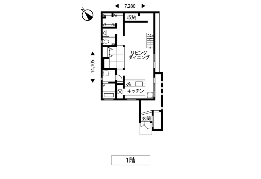 トヨタホーム 周囲の緑や美しい眺望を間近で感じられる、高台の住まいの間取り図（3LDK）1階