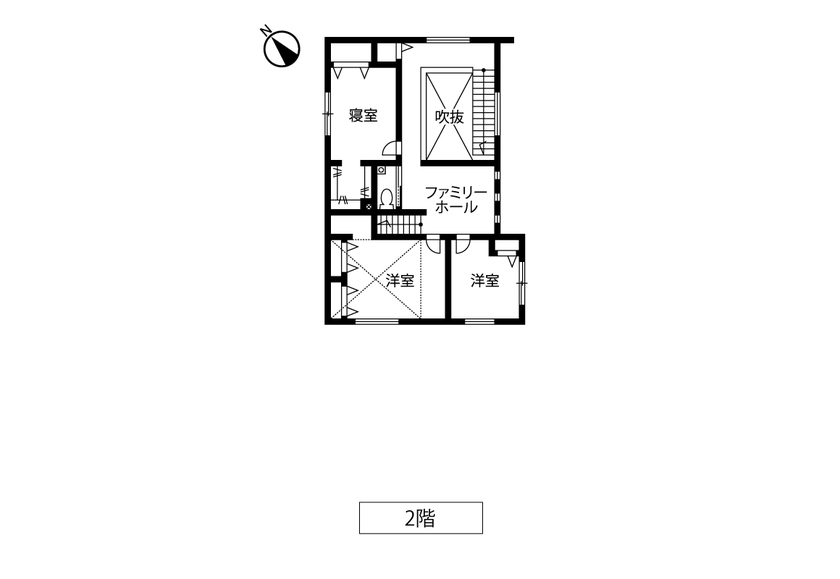 トヨタホーム 周囲の緑や美しい眺望を間近で感じられる、高台の住まいの間取り図（3LDK）2階