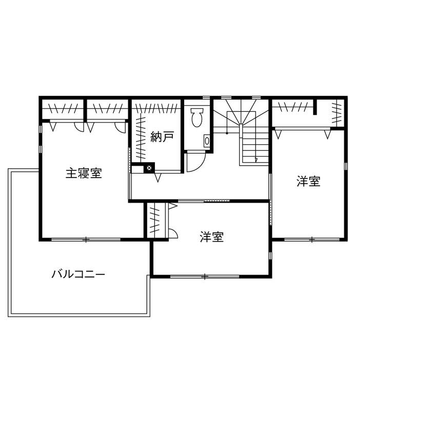 トヨタホーム 【45坪以下/全館空調/太陽光発電】シンプルな佇まいに、毎日の暮らしやすさと全館空調の快適さを詰め込んでの間取り図（4LDK）2階