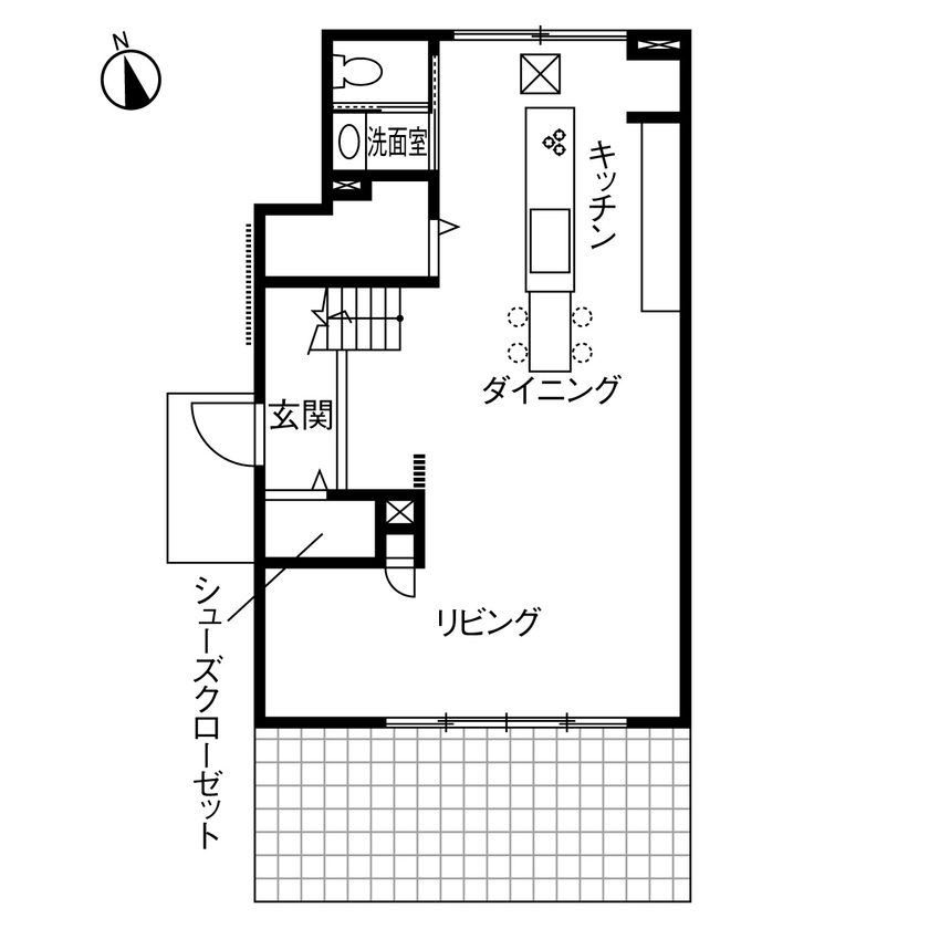 トヨタホーム 【40坪以下/太陽光発電/全館空調】風と光が爽やかに通り抜ける、居心地のいい北欧デザインの住まいの間取り図（3LDK）1階