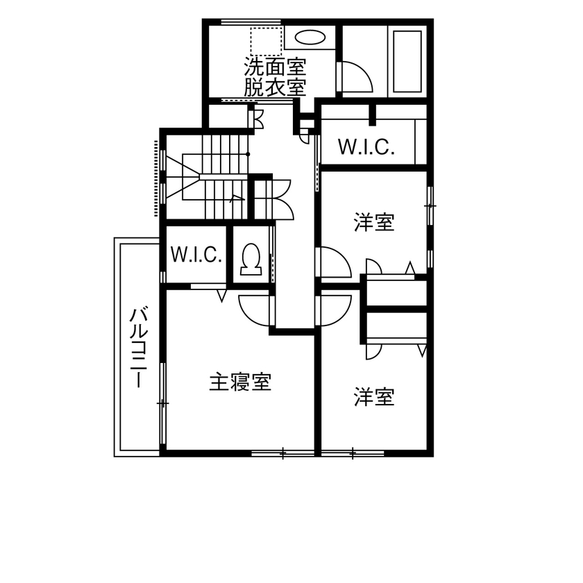 トヨタホーム 【40坪以下/太陽光発電/全館空調】風と光が爽やかに通り抜ける、居心地のいい北欧デザインの住まいの間取り図（3LDK）2階