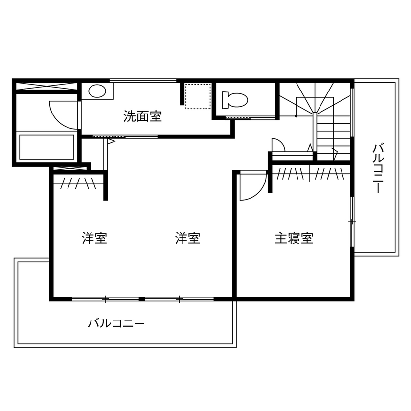 トヨタホーム ふたりで料理をしてゲストを招いて、食事とおしゃべりを楽しむ家の間取り図（2LDK）2階