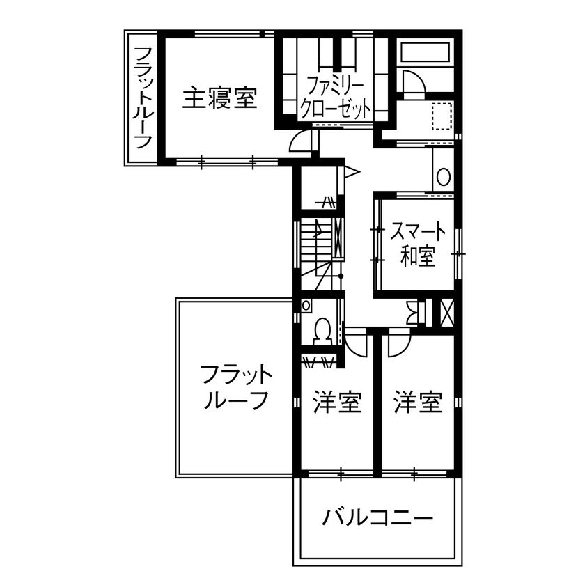 トヨタホーム 大切な家族と車を守る、中庭とインナーガレージのある住まいの間取り図（4LDK）2階