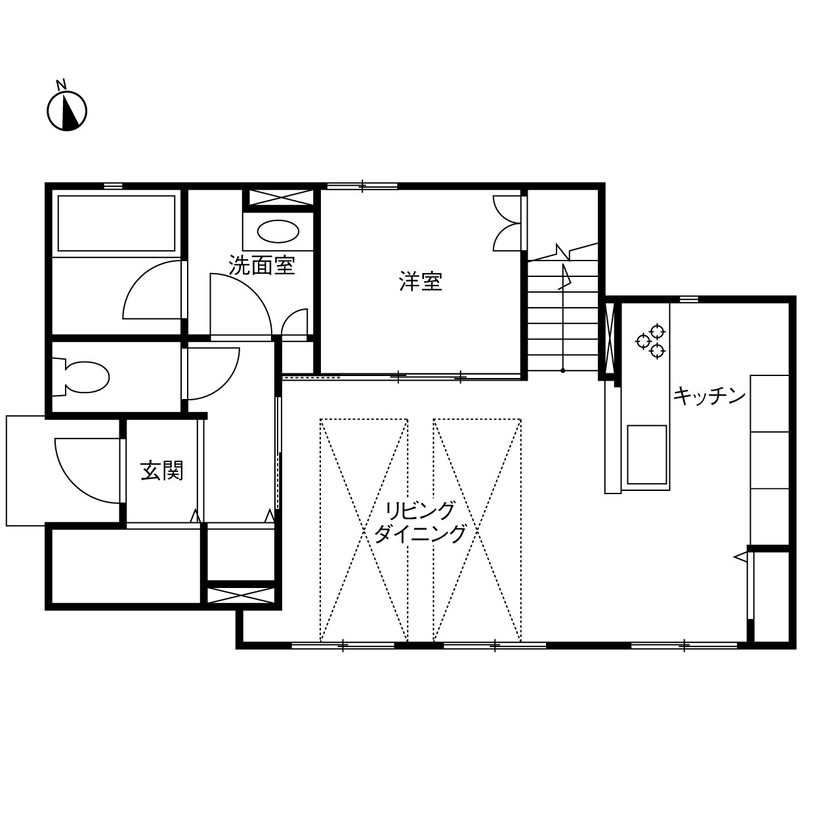 トヨタホーム 明るく爽やかなリゾート感あふれる住まいの間取り図（3LDK）1階