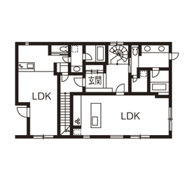 RC design 【4000万円台/間取り図有/３階建て/多世帯/賃貸併用住宅】多彩な照明が魅せるホテルライクなモダンハウスの間取り図（3LDK）３階
