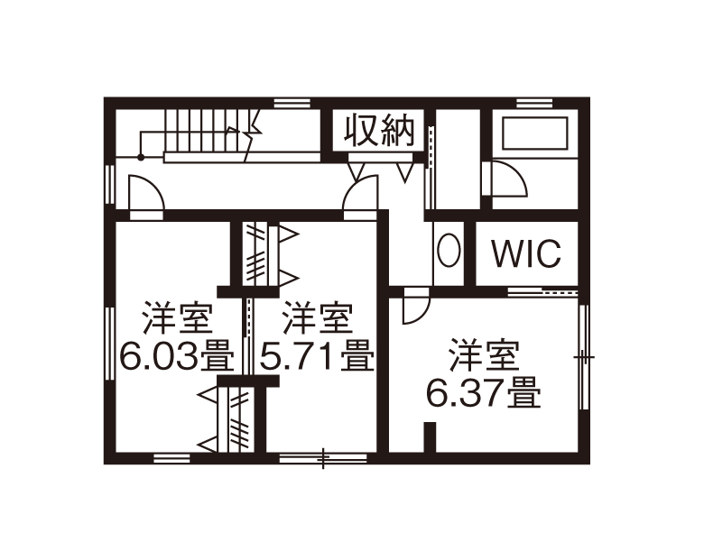 RC design 【間取り/地下/傾斜地】すべてが叶った。RCが作り出す広々空間と無垢材が織りなすあたたかく居心地のいい家の間取り図（4LDK）2階