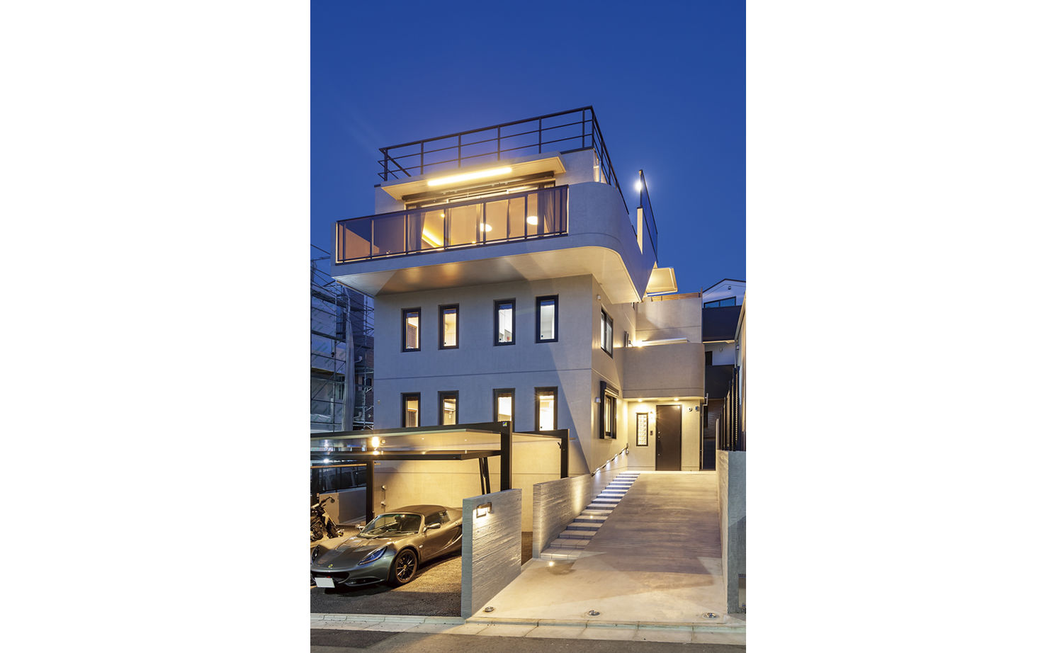 RC design 【間取り図有/３階建て/ガレージ】3階だからできる眺望のいいリビングと防音遮音で実現する趣味の暮らしの建築実例画像12