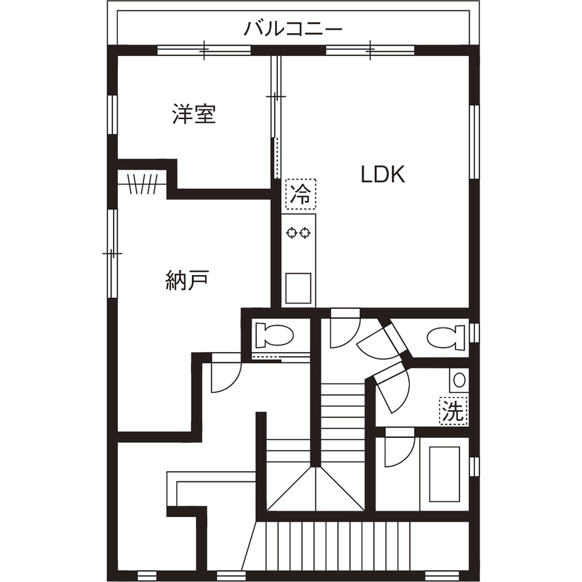 RC design 【間取り図有/３階建て/賃貸併用住宅】アンティーク惹き立てる温かみある空間と無駄をつくらない提案力の間取り図（5K以上）2階