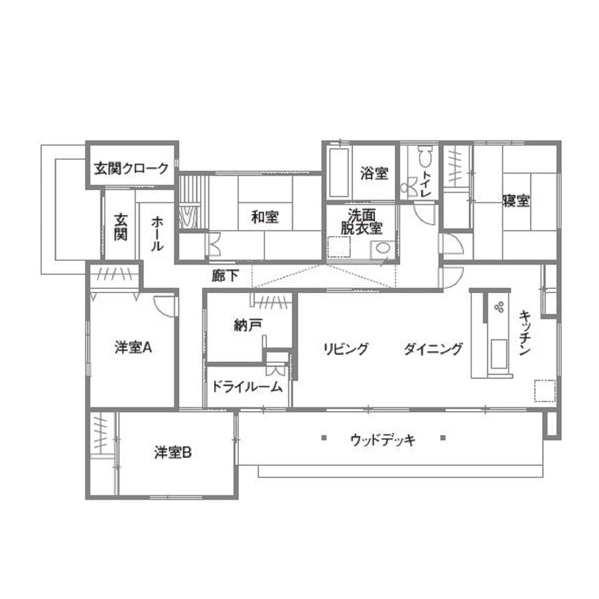 大進建設 【平屋/間取り図あり】毎日を景色とつなげる。すっきりと暮らす平屋の間取り図（4LDK）1階
