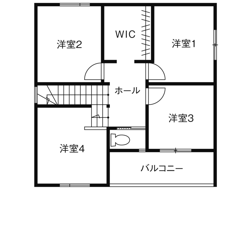 一級建築士事務所　フォルム 【1800万円/間取り図有/スキップフロア/自然素材】明るく開放的なリビングが印象的な2.5階建ての間取り図（4LDK）２階