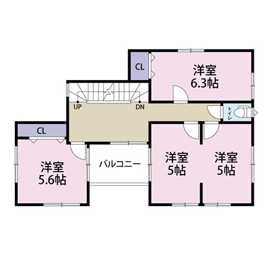 エステート白馬 【2500万円／収納充実／屋上／間取図】「+（プラス）ストレージ」や大容量のロフト、開放的な屋上のある家の間取り図（4LDK+収納＋屋上）2階
