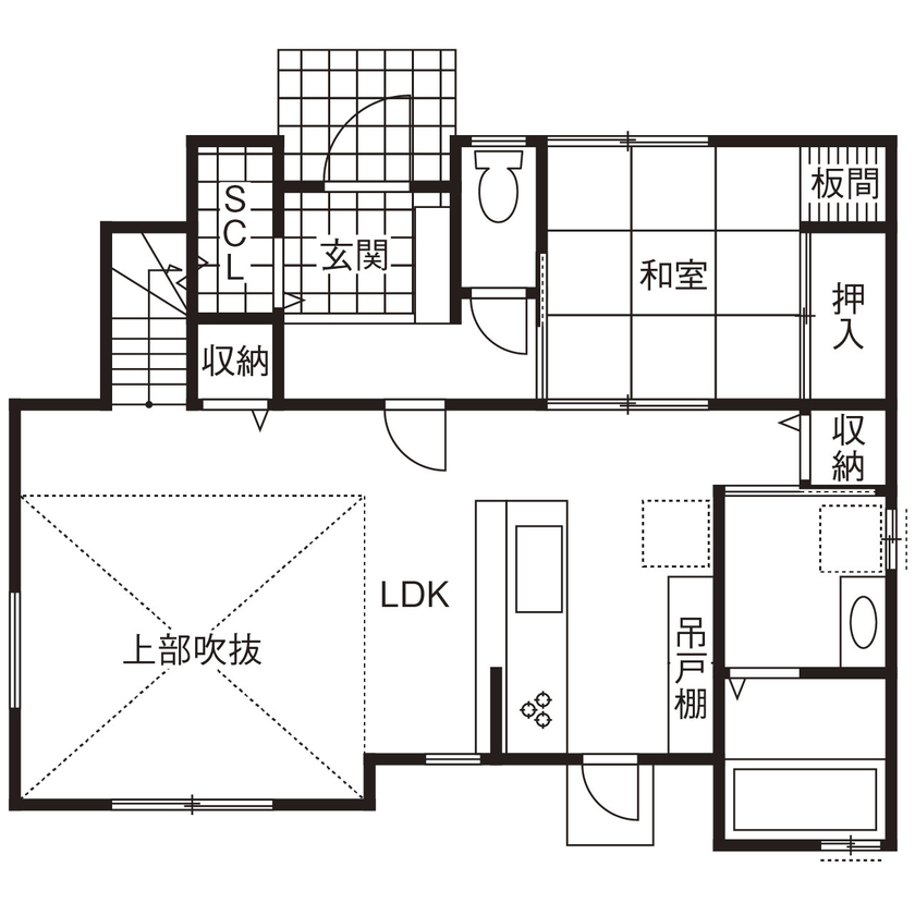 天然木の家　HODAKA 一級建築士事務所 【京都/吹抜け/化粧梁】スーモカウンターで紹介され、耐震性や天然木、紹介された土地が気に入りほぼ即決の間取り図（4LDK）1階