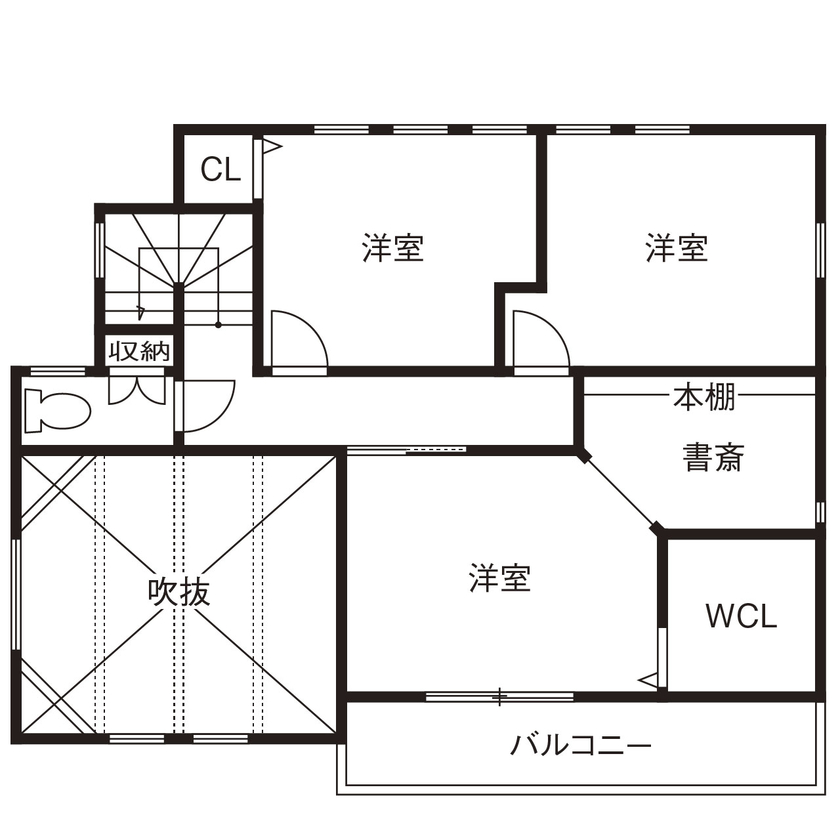 天然木の家　HODAKA 一級建築士事務所 【京都/吹抜け/化粧梁】スーモカウンターで紹介され、耐震性や天然木、紹介された土地が気に入りほぼ即決の間取り図（4LDK）2階