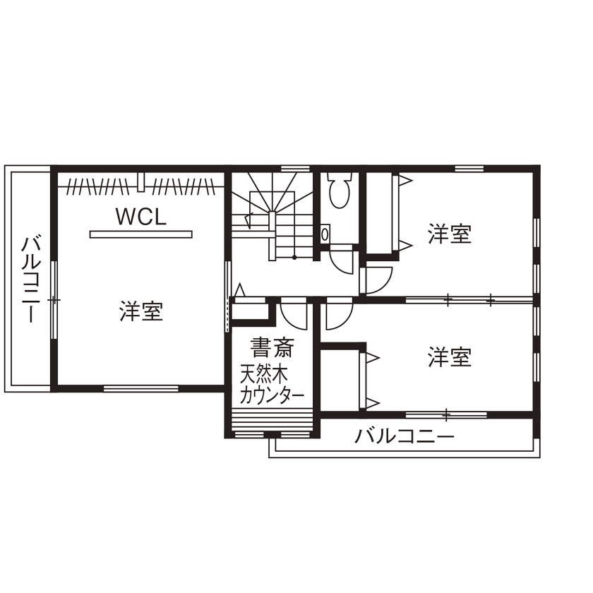 天然木の家　HODAKA 一級建築士事務所 洋風家具やアンティーク調インテリアに調和する天然木を使ったフレンチハウス。土地から紹介/30代の間取り図（4LDK+書斎）2階
