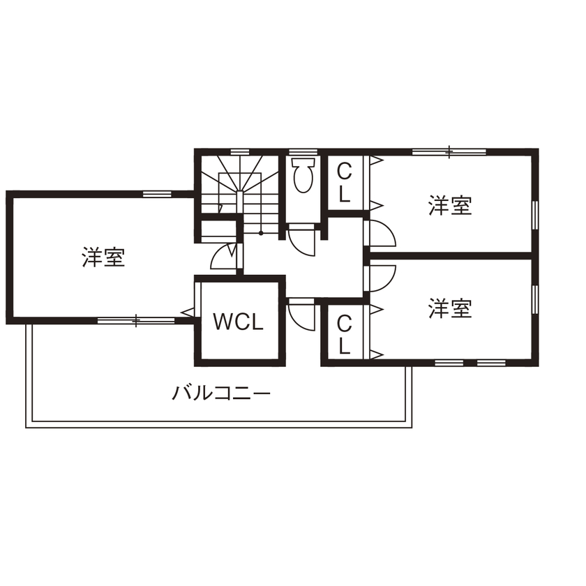 天然木の家　HODAKA 一級建築士事務所 【リビング階段/造作家具/収納充実/滋賀県】スーモカウンターに紹介され、丁寧な説明の担当営業と意気投合の間取り図（4LDK）2階