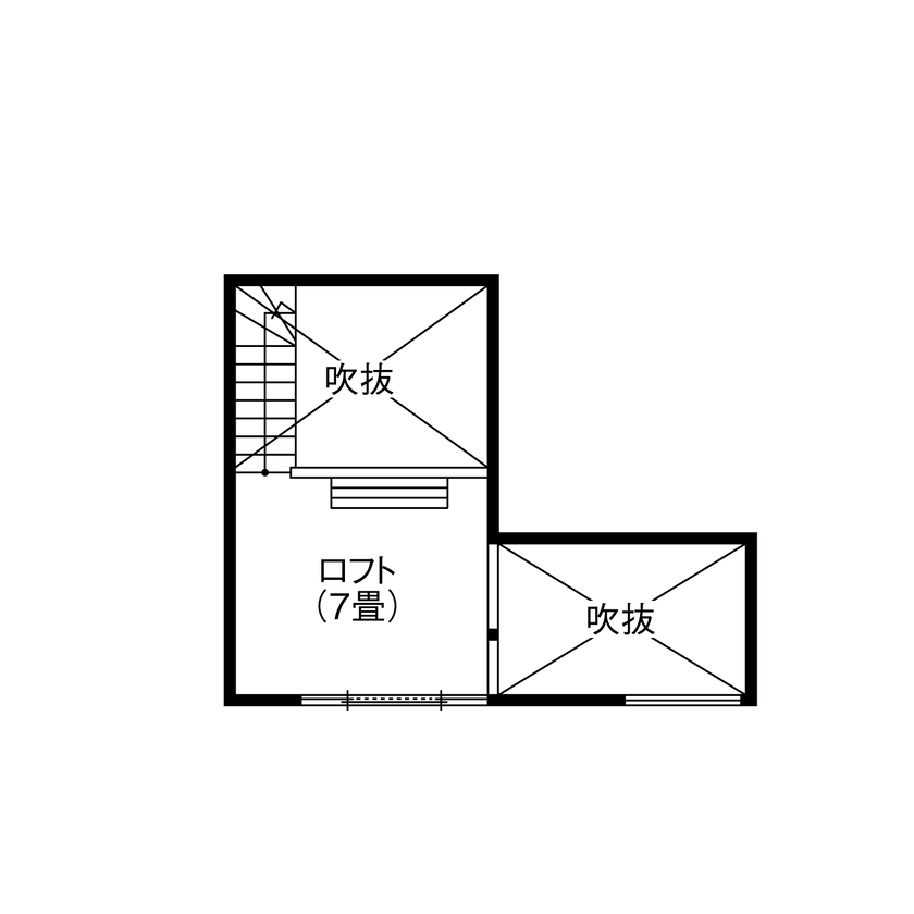 岡本住建 【2000万円台/平屋/L字型/20坪台/間取り図】建築家デザイン×高断熱。アーバンスタイルのおしゃれな平屋の間取り図（3LDK＋ロフト＋WIC）ロフト