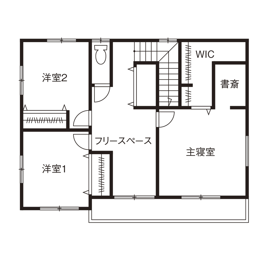 アサヒグローバルホーム 【1000万円台/間取り/約36坪/おしゃれな家】建売のいい所を取り入れた注文住宅。土地探しの対応も大満足！の間取り図（3LDK）2階