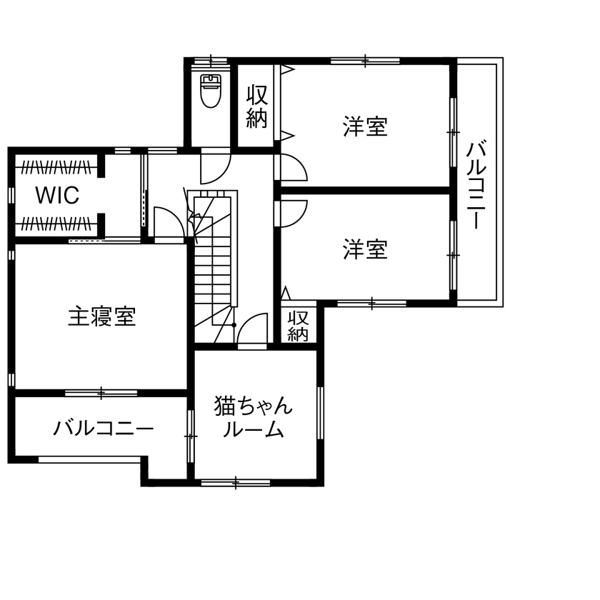 アサヒグローバルホーム 【2000万円台/間取り/ホテルライク】リビングから愛車を眺める、非日常を愉しむガレージハウスの間取り図（6LDK＋ガレージ）2階