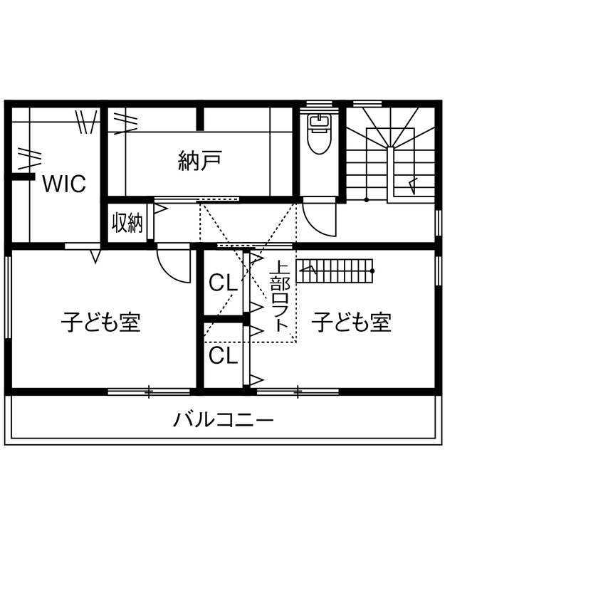 アサヒグローバルホーム 【1000万円台/間取り/30坪台/ロフト】お家キャンプに映画館。海外ドラマがお手本のアメリカンハウスの間取り図（3LDK＋ロフト＋納戸）2階
