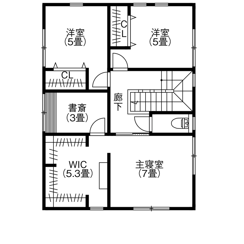 アサヒグローバルホーム 【1000万円台/間取り/30坪台/土間収納】明るいリビング×家事ラク回遊動線。「最初から予算が明確で安心！」の間取り図（3LDK＋タタミコーナー）2階